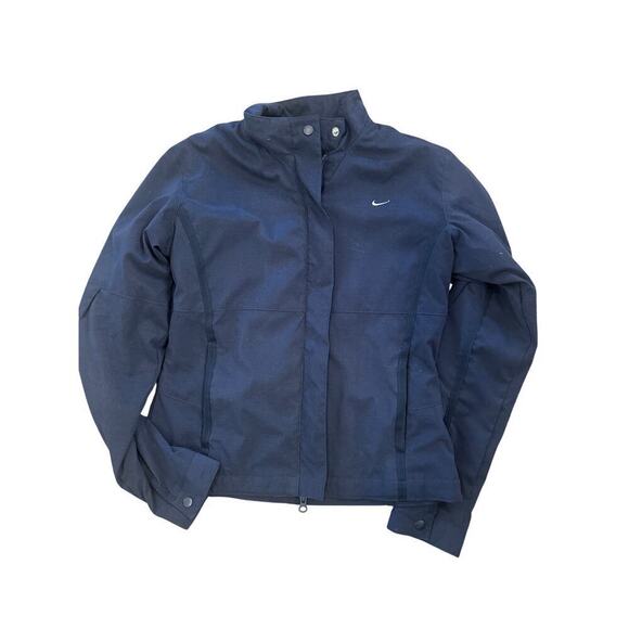 NIke Bomber Style Jacket Black Womens Small Side Zip Pocket Velcro Arm Pocket - Picture 1 of 6